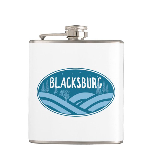 Blacksburg Virginia Outdoors Hip Flask (Front)