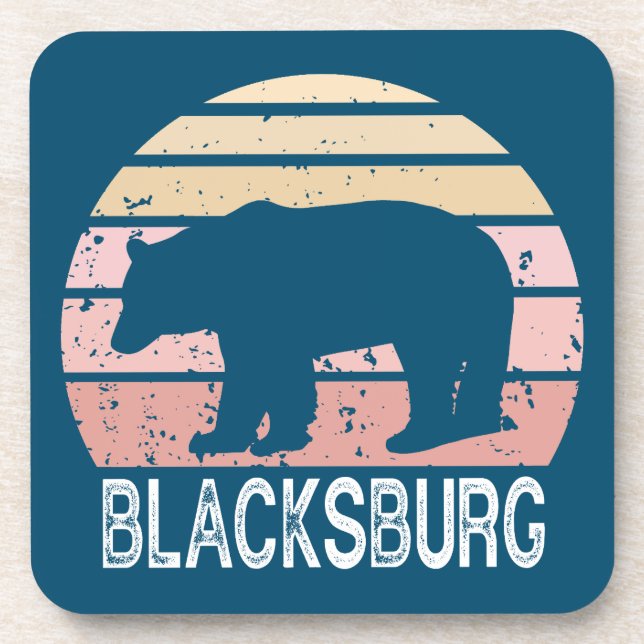 Blacksburg Virginia Retro Bear Coaster (Front)