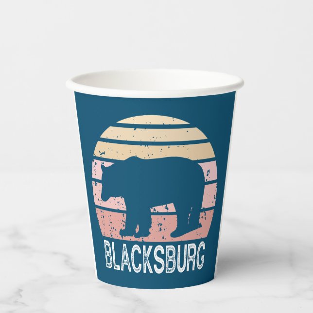 Blacksburg Virginia Retro Bear Paper Cups (Front)