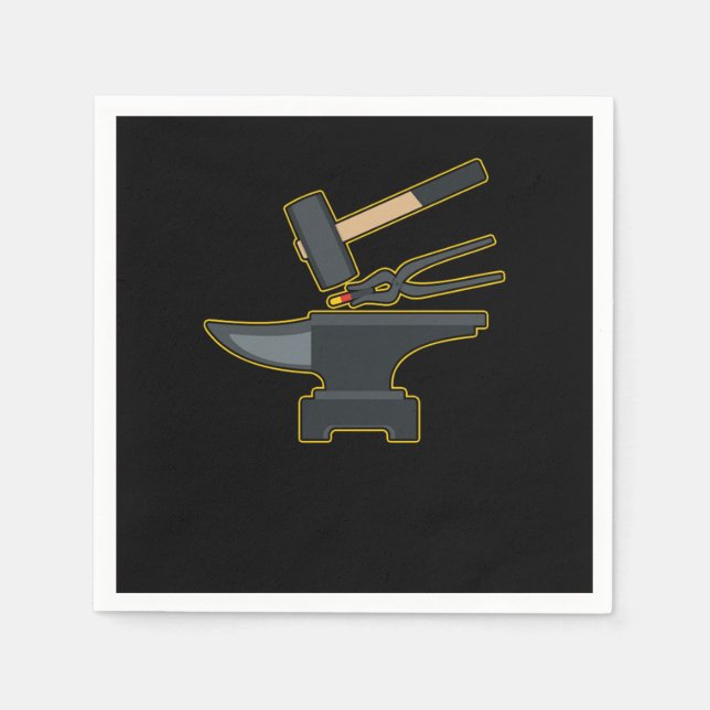 Blacksmiith Tools Hammer Anvil Forge Farrier Gift Napkin (Front)