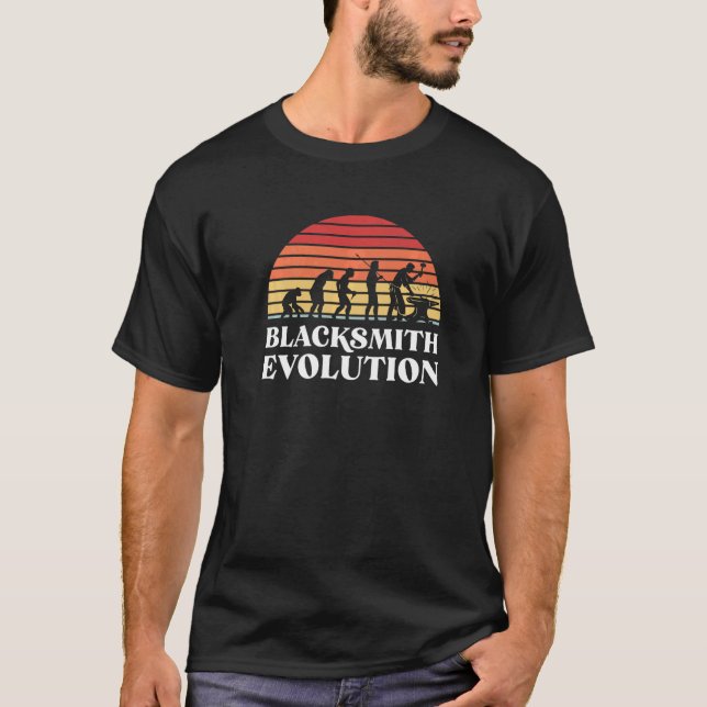 Blacksmith Evolution Goldsmith Hammer Craft Anvil  T-Shirt (Front)