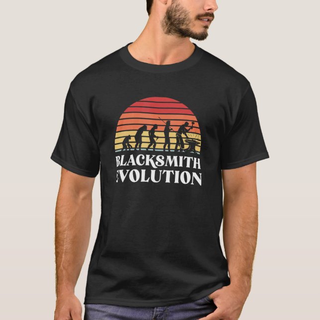 Blacksmith Evolution Goldsmith Hammer Craft Anvil  T-Shirt (Front)
