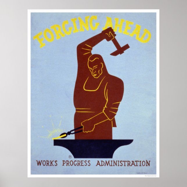 Blacksmith Forging 1940 WPA Poster (Front)