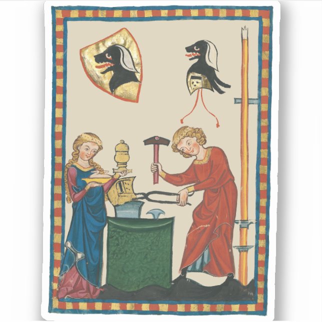 Blacksmith Forging Helmet Medieval Art (Front)