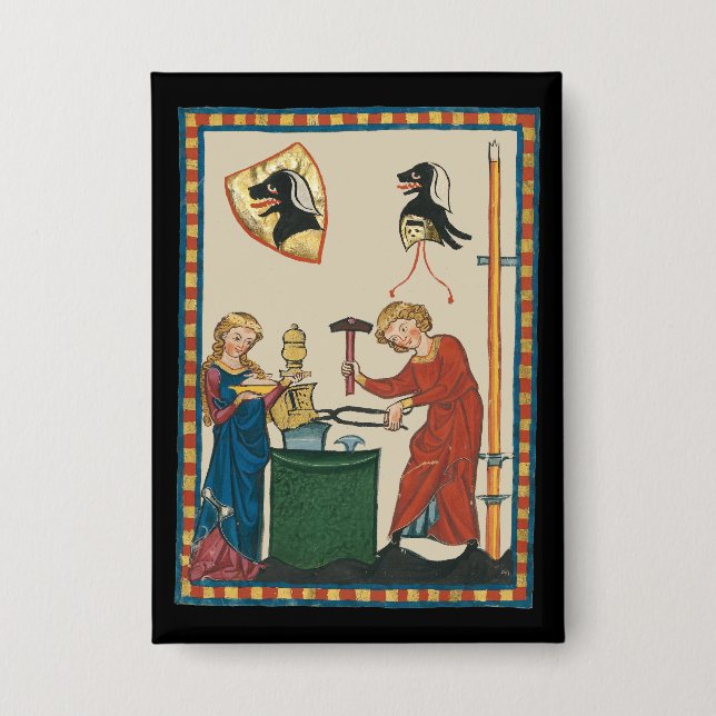 Blacksmith Forging Helmet Medieval Art (Front)