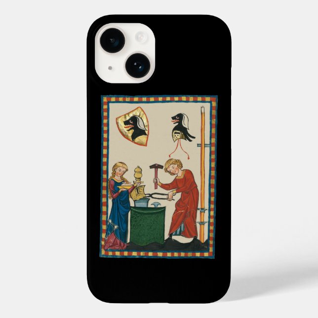 Blacksmith Forging Helmet Medieval Art Case-Mate iPhone Case (Back)