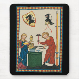 Blacksmith Forging Helmet Medieval Art Mouse Pad