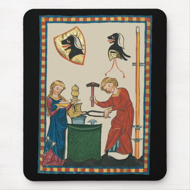 Blacksmith Forging Helmet Medieval Art Mouse Pad (Front)