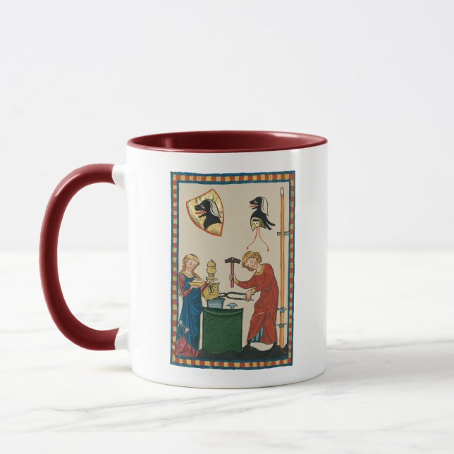 Blacksmith Forging Helmet Medieval Art Mug (Left)