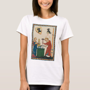 Blacksmith Forging Helmet Medieval Art T-Shirt