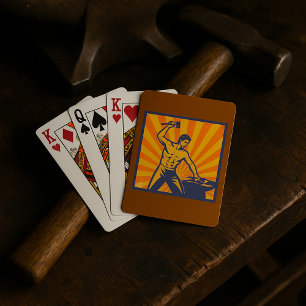 Blacksmith Hammering Retro Strongman Labour Playing Cards