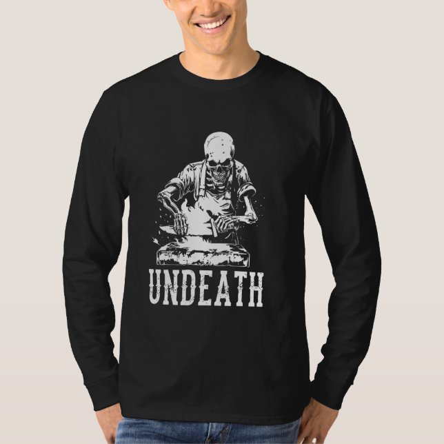 Blacksmith Skeleton - Iron Worker Blacksmithing Un T-Shirt (Front)