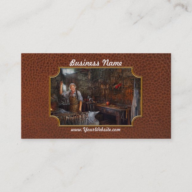 Blacksmith - Working the forge Business Card (Front)