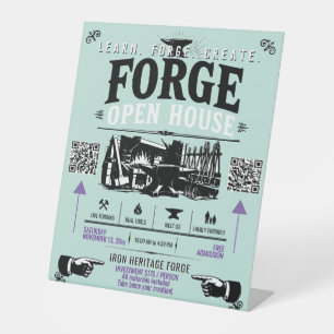 Blacksmithing Forge Open House Pedestal Sign