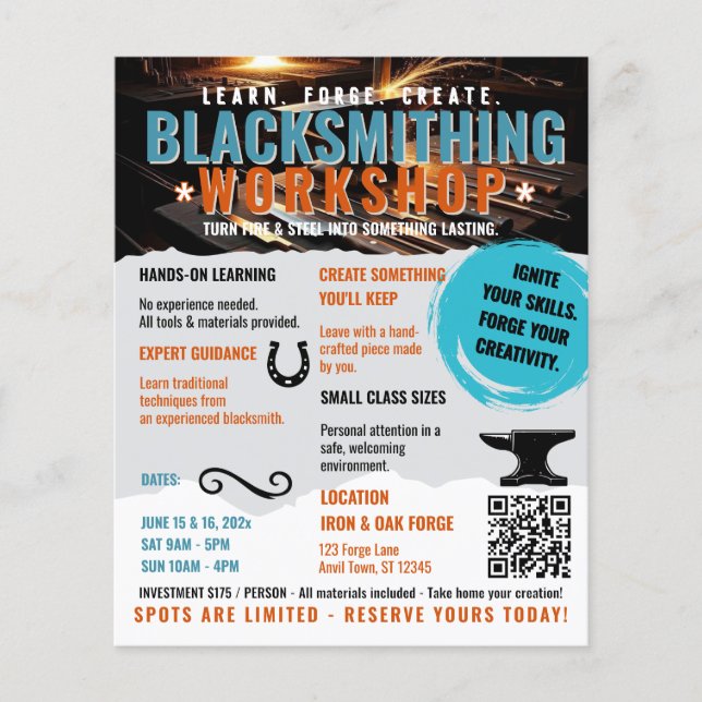 Blacksmithing workshop Flyer small  (Front)