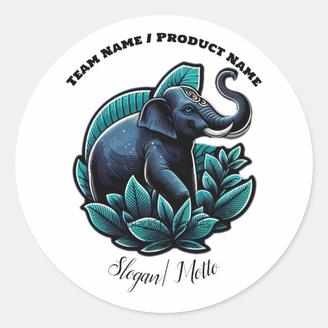BlackSpades Unique Elephant Serenade  Classic Round Sticker (Front)