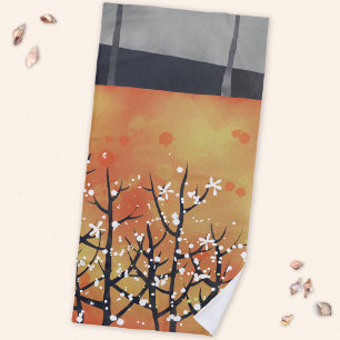 Blackthorn Blossom Modern Landscape Art Beach Towel