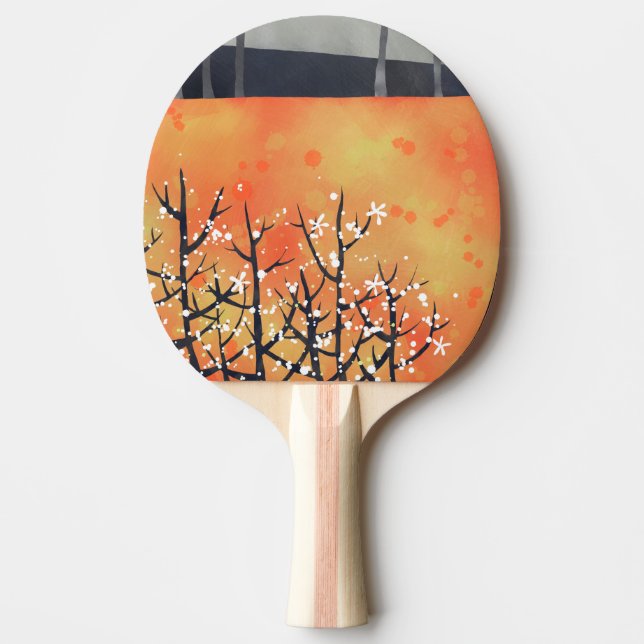 Blackthorn Blossom Spring Floral Coral Ping Pong Paddle (Front)