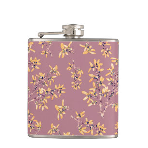 Blackthorn branches purple yellow  hip flask