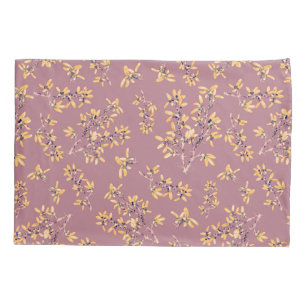 Blackthorn branches purple yellow pillowcase