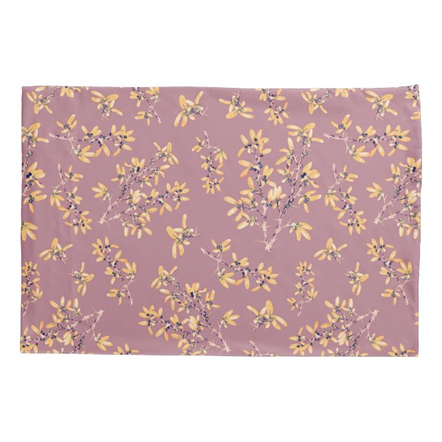 Blackthorn branches purple yellow  pillowcase (Back)
