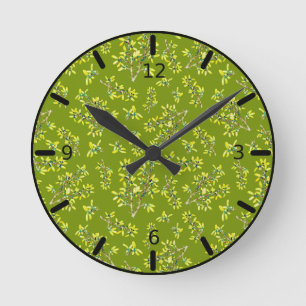 Blackthorn green pattern   round clock
