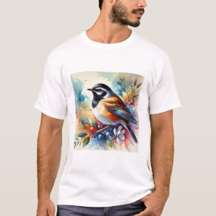 Blackthroated Nightingale 030924AREF140 - Watercol T-Shirt