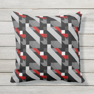 BlackToned and red colour Geometric Pattern Outdoor Pillow