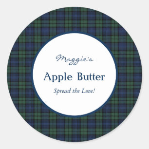 Blackwatch Tartan  Plaid Jam Jar Labelsl Classic Round Sticker