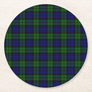 Blackwatch Tartan Round Paper Coaster