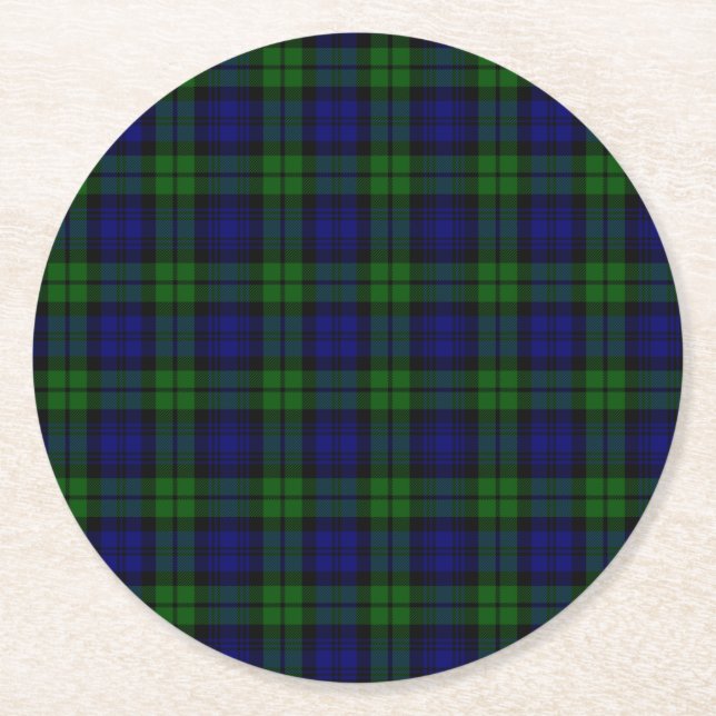 Blackwatch Tartan Round Paper Coaster (Front)