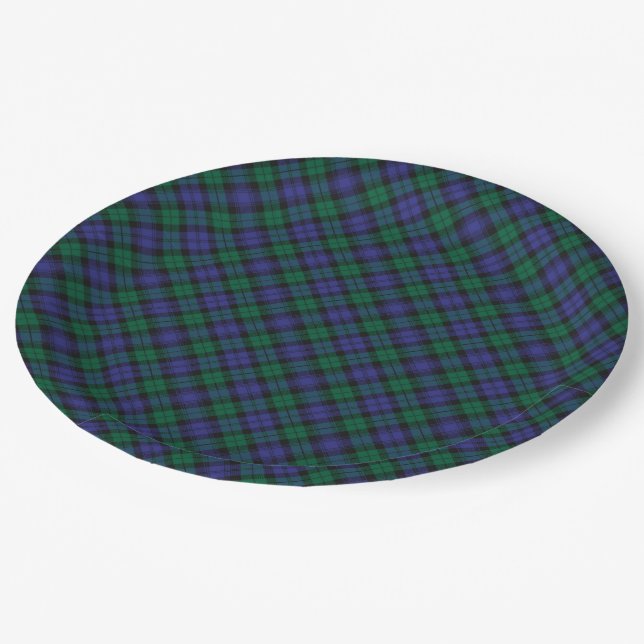 Blackwatch Tartan Royal Scottish Plaid Pattern Paper Plate (Angled)