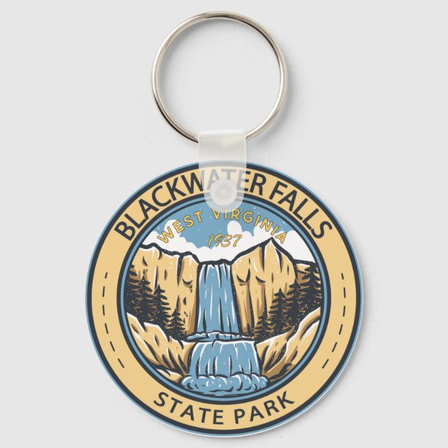 Blackwater Falls State Park West Virginia Badge Keychain (Front)