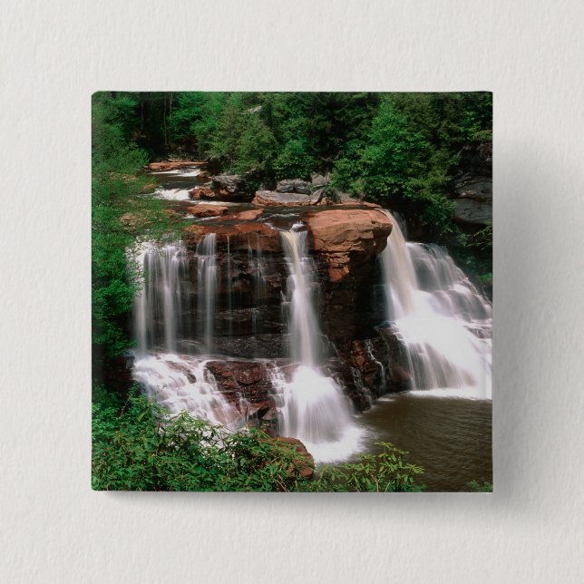 Blackwater Falls, West Virginia, scenic, 2 Inch Square Button (Front)