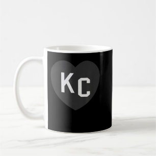 BlackWhite KC 2 Letter Kc Love Kc Heart KC (Kansas Coffee Mug
