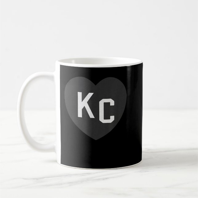 BlackWhite KC 2 Letter Kc Love Kc Heart KC (Kansas Coffee Mug (Left)