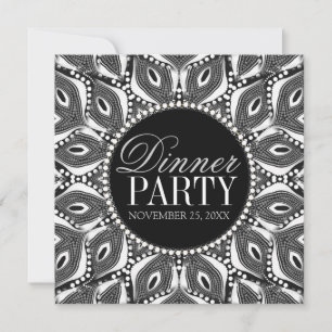 BlackWhite Tribal Serpent Dinner Party Invitations