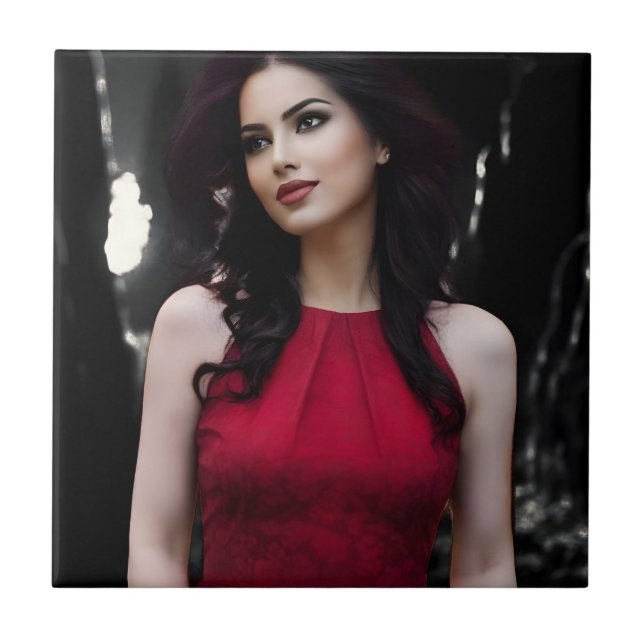 BlackWhiteRed ceramic tile (Front)