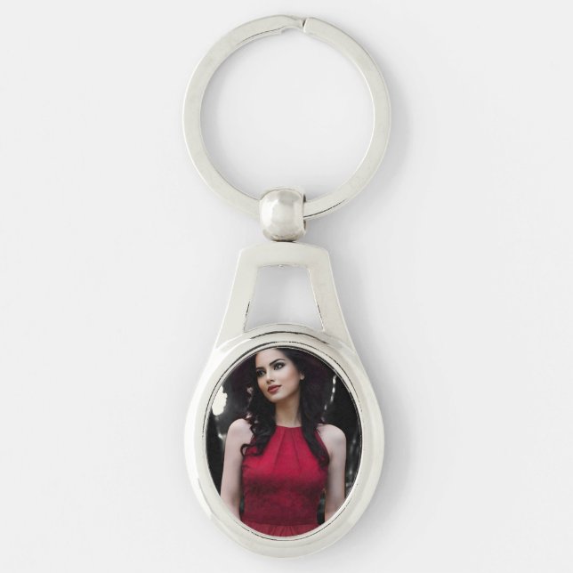 BlackWhiteRed metal keychain (Front)