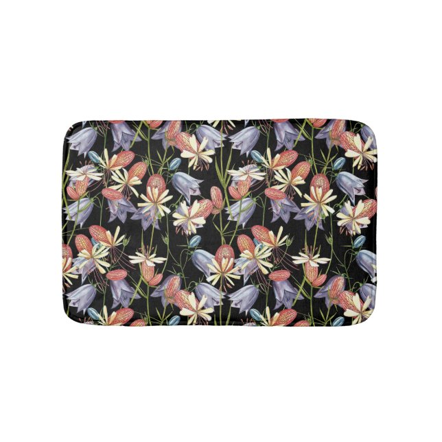 Bladder Campion Bells: Watercolor Floral Bath Mat (Front)