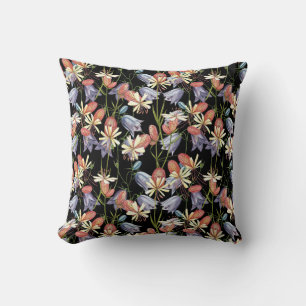 Bladder Campion Bells: Watercolor Floral Throw Pillow
