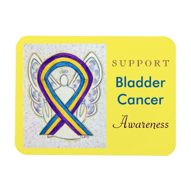 Bladder Cancer Awareness Angel Ribbon Magnet Gifts (Horizontal)