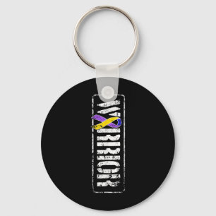 Bladder Cancer Awareness - Military Warrior Ribbon Keychain