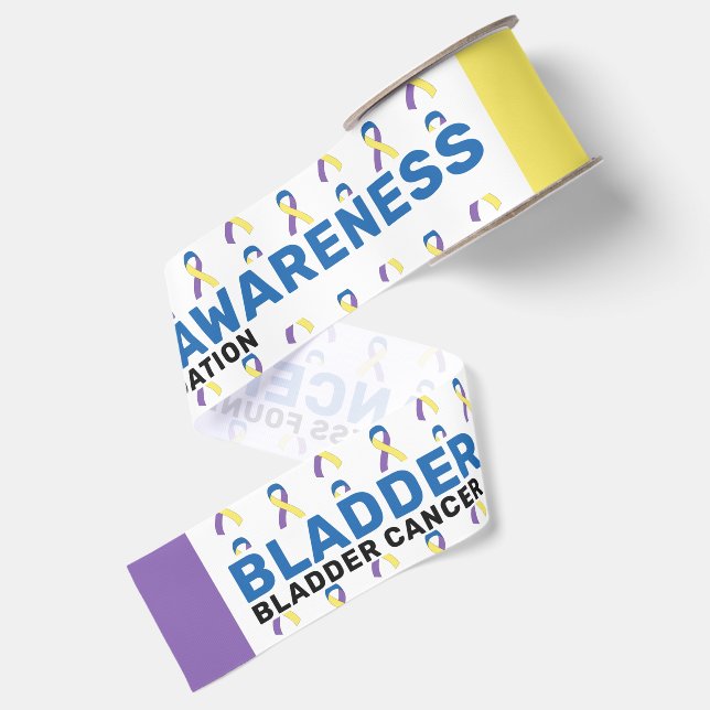 Bladder Cancer Awareness Pattern Ribbon Grosgrain Ribbon (Front+Back)
