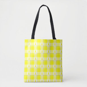 Bladder Cancer Awareness Plaid Tote Bag, Yellow Bag