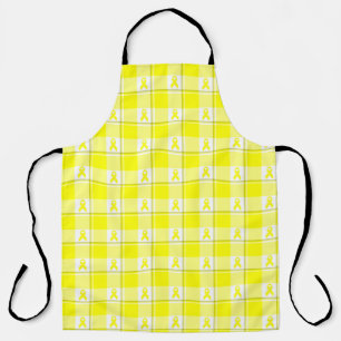 Bladder Cancer Awareness Plaid Yellow Ribbon Apron