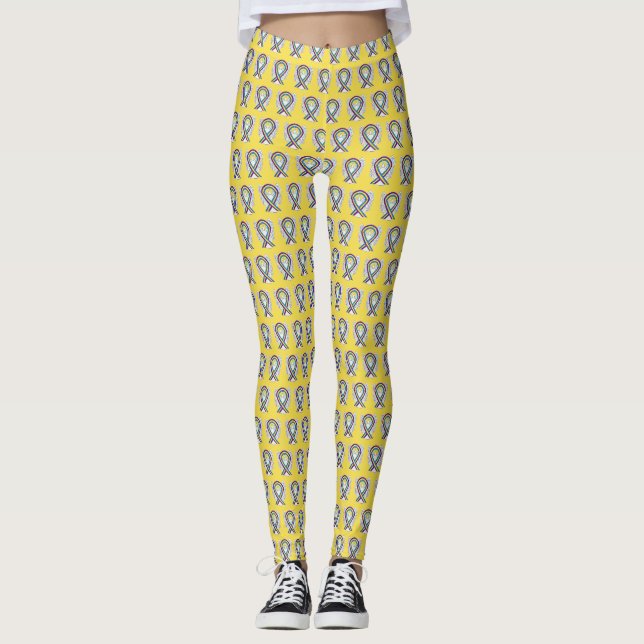 Bladder Cancer Awareness Ribbon Angel Leggings (Front)