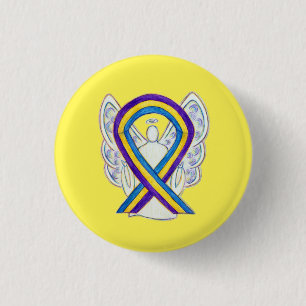 Bladder Cancer Awareness Ribbon Angel Pin Buttons
