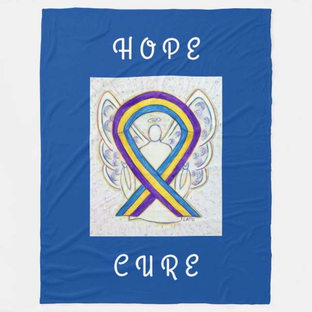 Bladder Cancer Awareness Ribbon Art Chemo Blanket (Front)