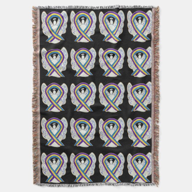 Bladder Cancer Awareness Ribbon Art Throw Blankets (Front Vertical)